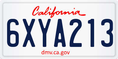 CA license plate 6XYA213