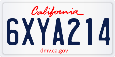CA license plate 6XYA214