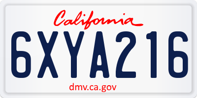 CA license plate 6XYA216