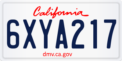 CA license plate 6XYA217