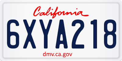 CA license plate 6XYA218