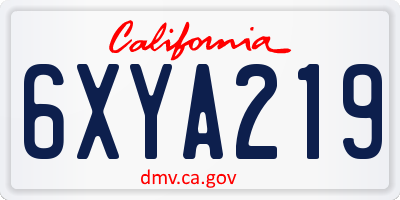 CA license plate 6XYA219