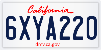 CA license plate 6XYA220