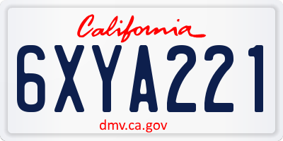 CA license plate 6XYA221