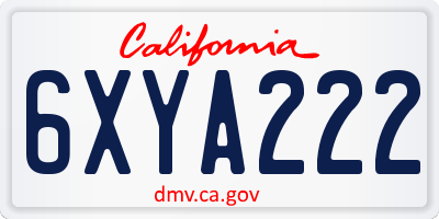 CA license plate 6XYA222