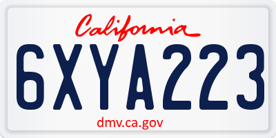 CA license plate 6XYA223
