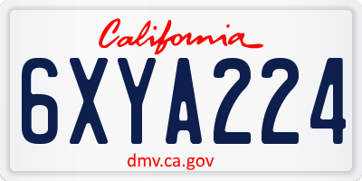 CA license plate 6XYA224