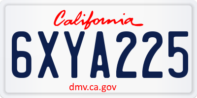 CA license plate 6XYA225