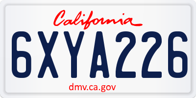 CA license plate 6XYA226