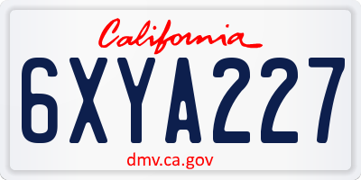 CA license plate 6XYA227