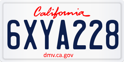 CA license plate 6XYA228