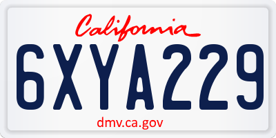 CA license plate 6XYA229