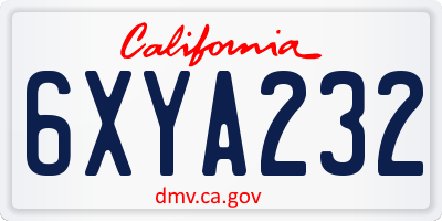 CA license plate 6XYA232
