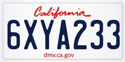 CA license plate 6XYA233