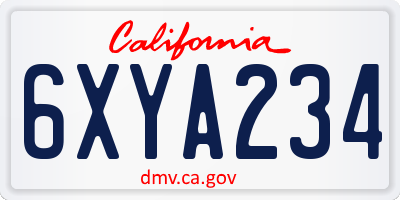 CA license plate 6XYA234