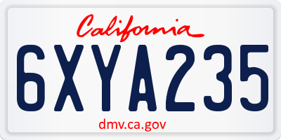 CA license plate 6XYA235