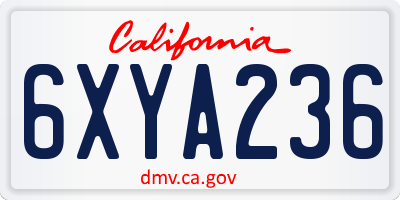 CA license plate 6XYA236