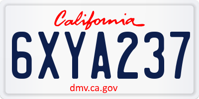 CA license plate 6XYA237