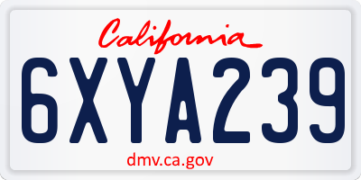 CA license plate 6XYA239