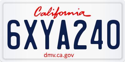 CA license plate 6XYA240