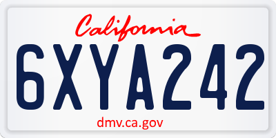 CA license plate 6XYA242