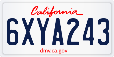 CA license plate 6XYA243