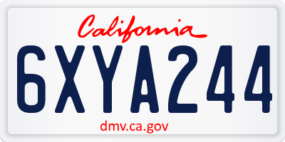 CA license plate 6XYA244