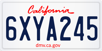 CA license plate 6XYA245