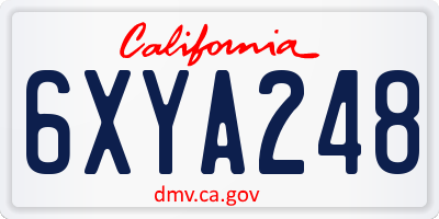 CA license plate 6XYA248