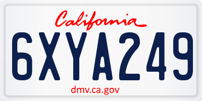 CA license plate 6XYA249