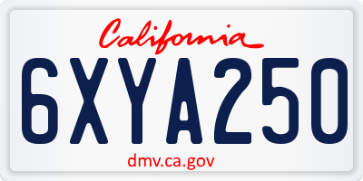 CA license plate 6XYA250