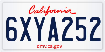 CA license plate 6XYA252