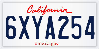 CA license plate 6XYA254