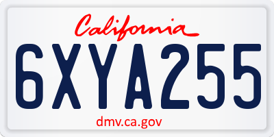 CA license plate 6XYA255