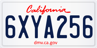 CA license plate 6XYA256