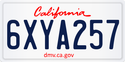 CA license plate 6XYA257