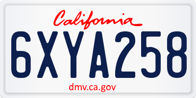 CA license plate 6XYA258