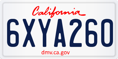 CA license plate 6XYA260