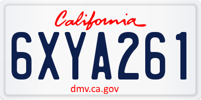 CA license plate 6XYA261
