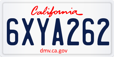 CA license plate 6XYA262