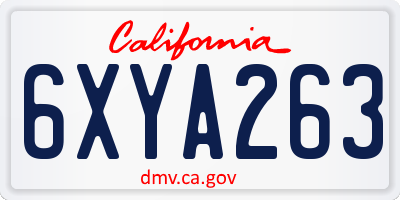 CA license plate 6XYA263