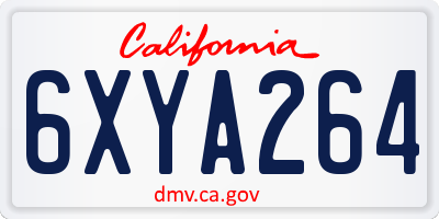CA license plate 6XYA264