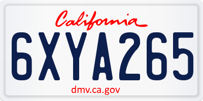 CA license plate 6XYA265