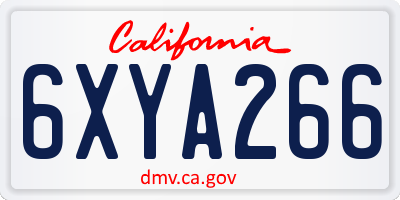 CA license plate 6XYA266