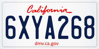 CA license plate 6XYA268