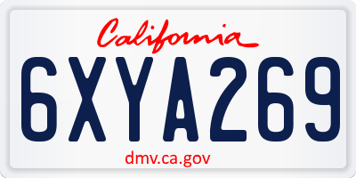 CA license plate 6XYA269