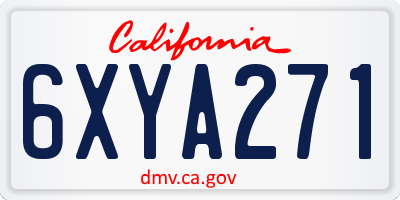 CA license plate 6XYA271