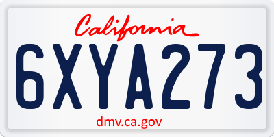 CA license plate 6XYA273