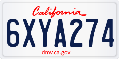 CA license plate 6XYA274