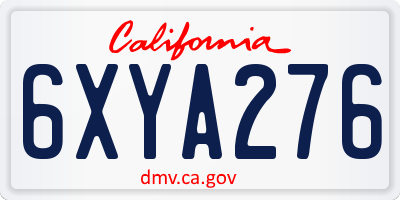 CA license plate 6XYA276